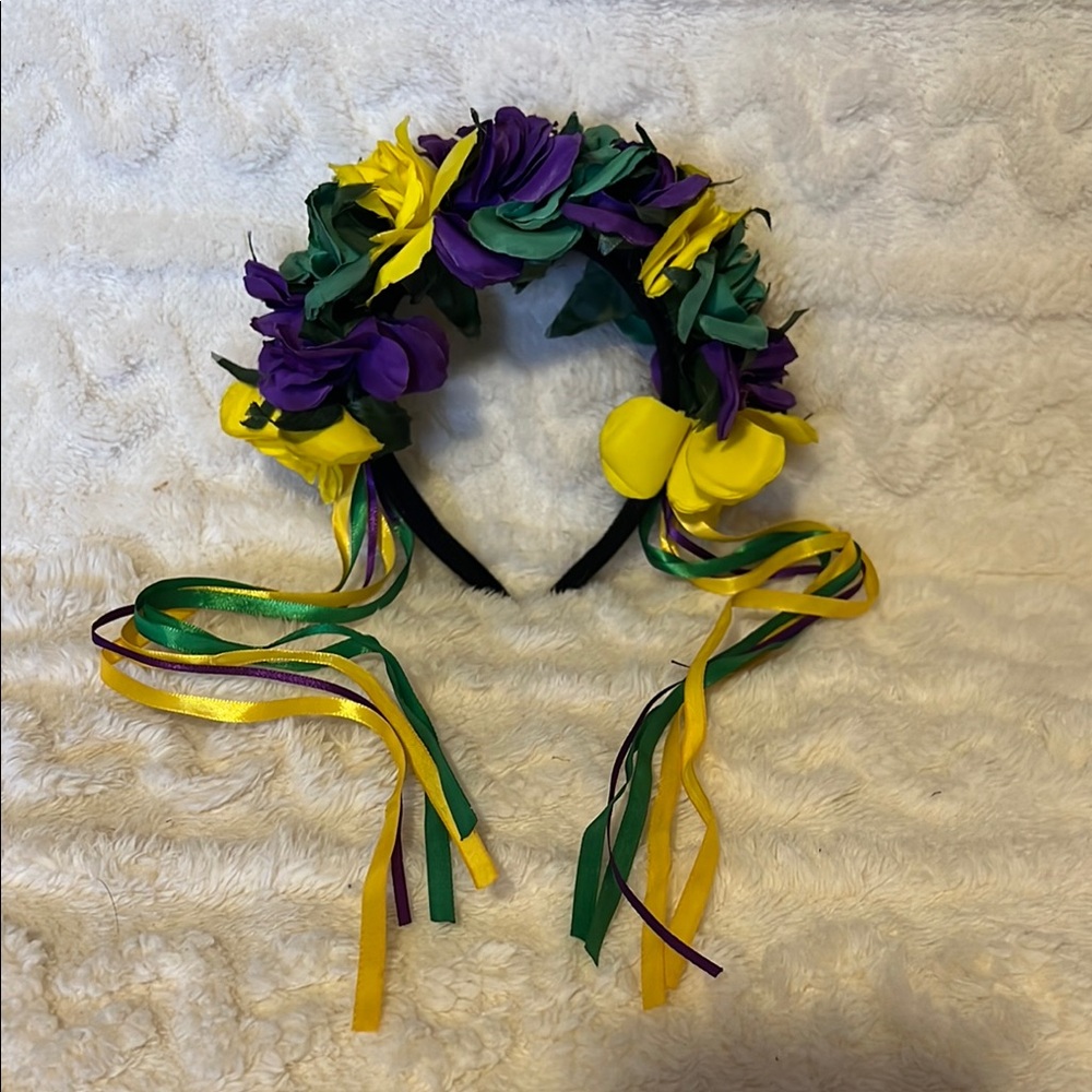 Floral Headband with Ribbons
